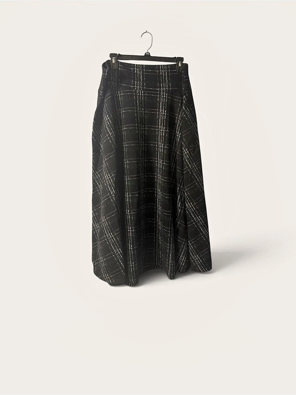 Dark Academia Chaps Plaid A-Line Midi Skirt XXL Black White NWT